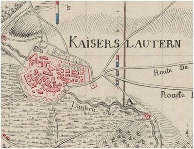 Darstellung von Kaiserslautern auf einem historischen Plan.