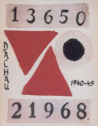 Häftlingsabzeichen des KZ Dachau mit zwei roten Dreiecken.