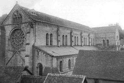 Schwarz-Weiß Photographie der Klosterkirche von Otterberg.